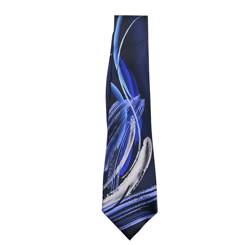 Jerry J.Garcia Blue and Black Artistic Silk Neck Tie - Picture 2 of 4